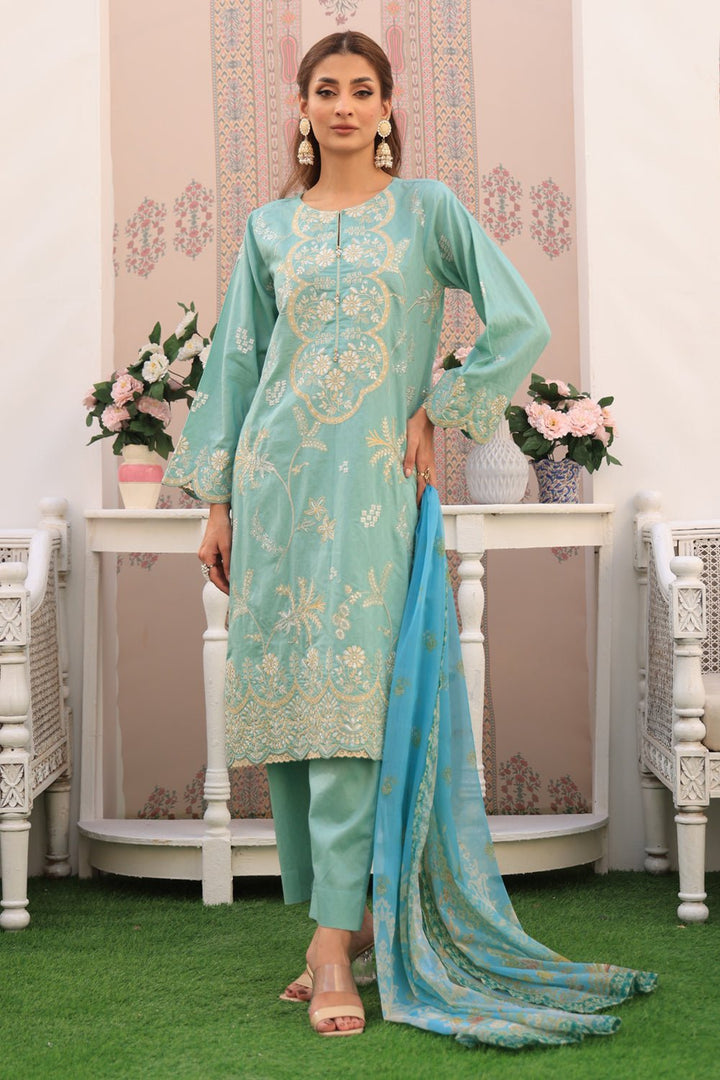 3 Pc Dobby Embroidered Luxury Stitched Suit - Prime Point Store