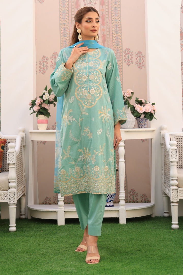 3 Pc Dobby Embroidered Luxury Stitched Suit - Prime Point Store