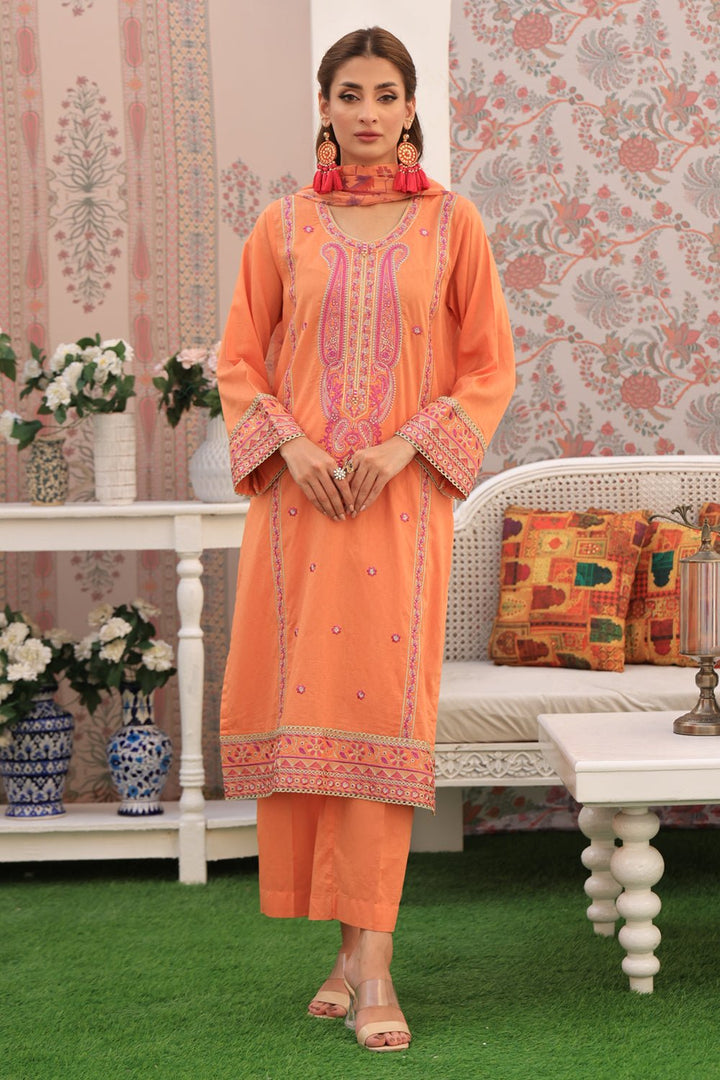 3 Pc Dobby Embroidered Luxury Stitched Suit - Prime Point Store