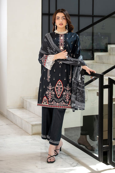 3 Pc Dyed Embroidered Cambric Unstitched Suit - Prime Point Store