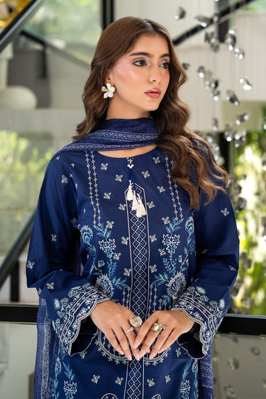 3 Pc Dyed Embroidered Cambric Unstitched Suit - Prime Point Store