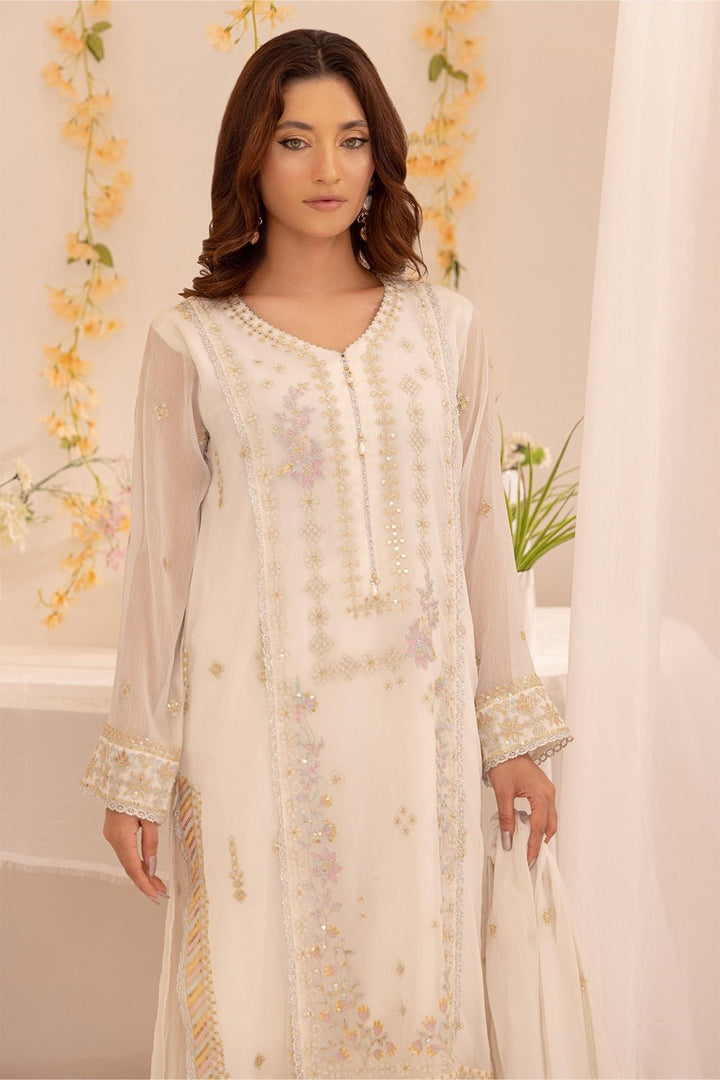 3 Pc Embroidered Chiffon Luxury Stitched Suit - Prime Point Store