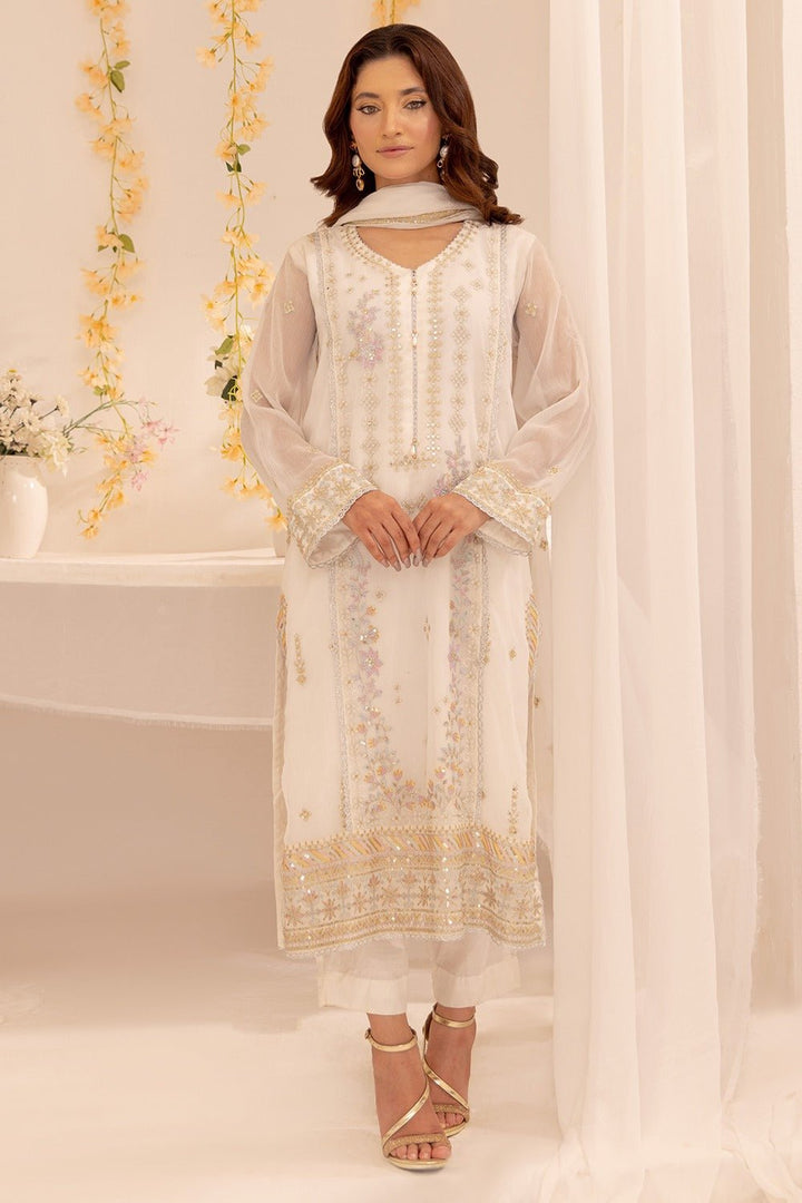 3 Pc Embroidered Chiffon Luxury Stitched Suit - Prime Point Store