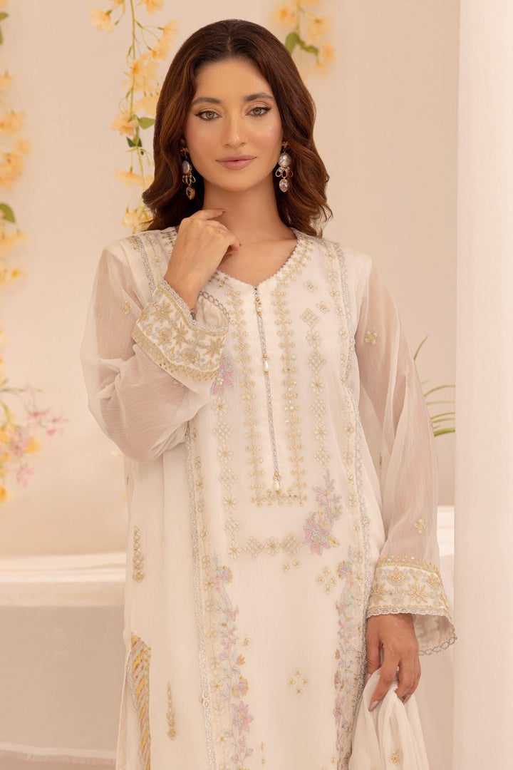 3 Pc Embroidered Chiffon Luxury Stitched Suit - Prime Point Store