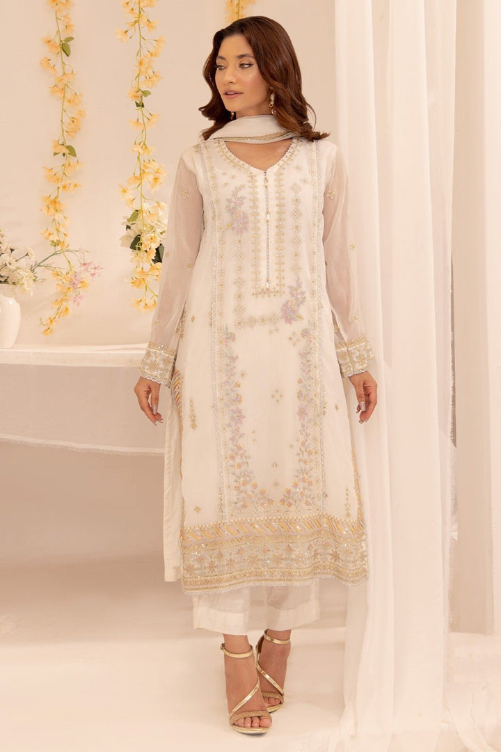 3 Pc Embroidered Chiffon Luxury Stitched Suit - Prime Point Store