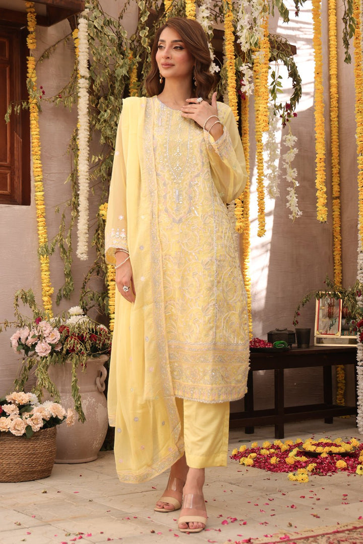 3 Pc Embroidered Chiffon Luxury Stitched Suit - Prime Point Store