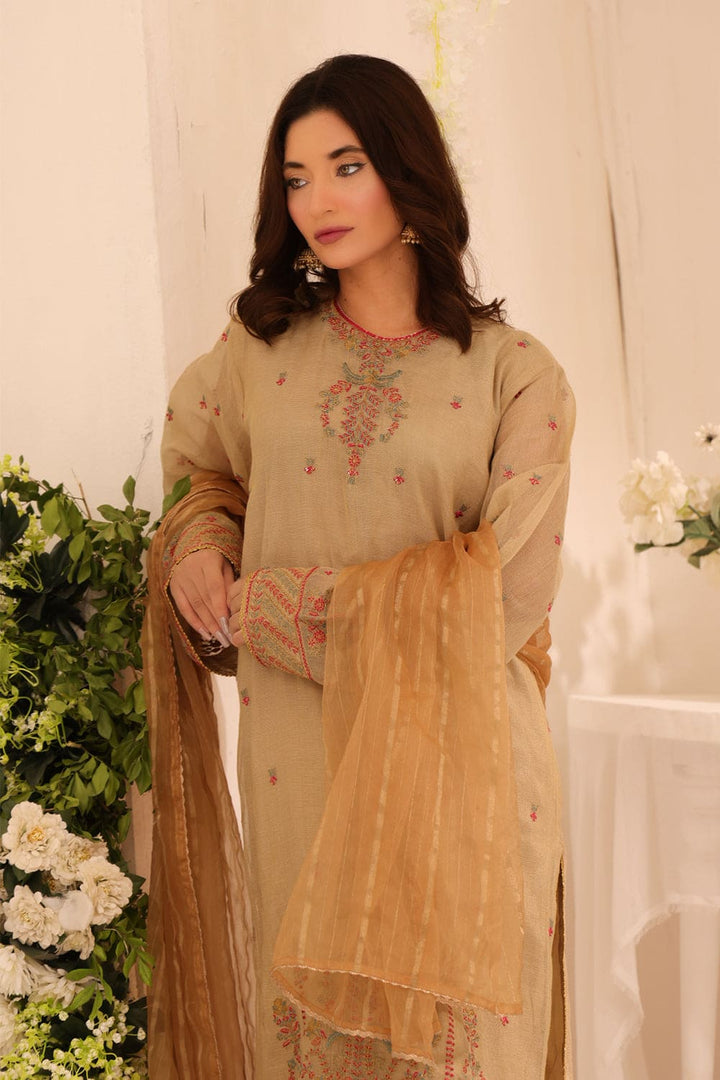 3 Pc Embroidered Chiffon Luxury Stitched Suit - Prime Point Store