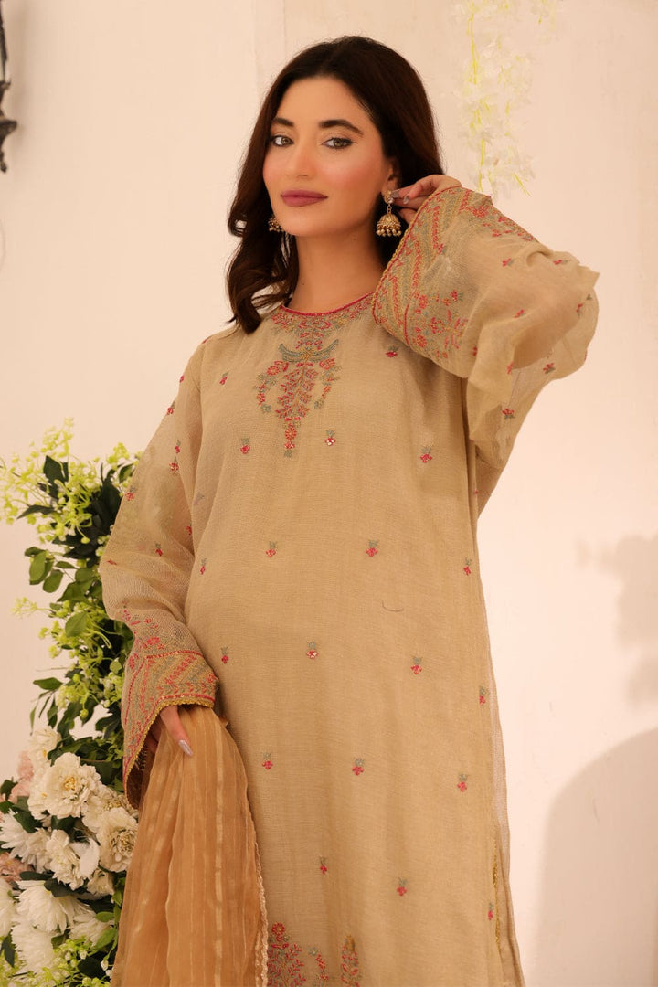 3 Pc Embroidered Chiffon Luxury Stitched Suit - Prime Point Store