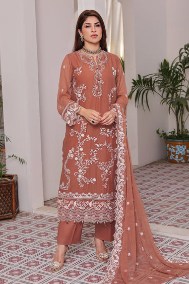 3 Pc Embroidered Chiffon Luxury Unstitched Suit - Prime Point Store