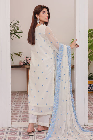 3 Pc Embroidered Chiffon Luxury Unstitched Suit - Prime Point Store