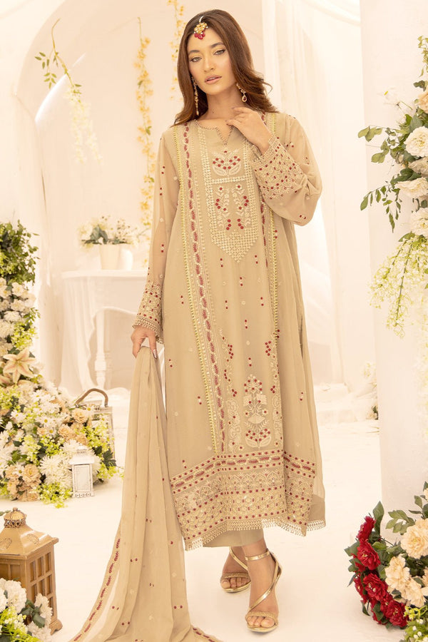 3 Pc Embroidered Chiffon Stitched Suit - Prime Point Store