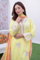 3 Pc Embroidered Dobby Stitched Suit - Prime Point Store