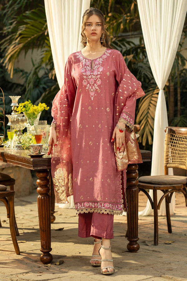 3 Pc Embroidered Jacquard Stitched Suit - Prime Point Store