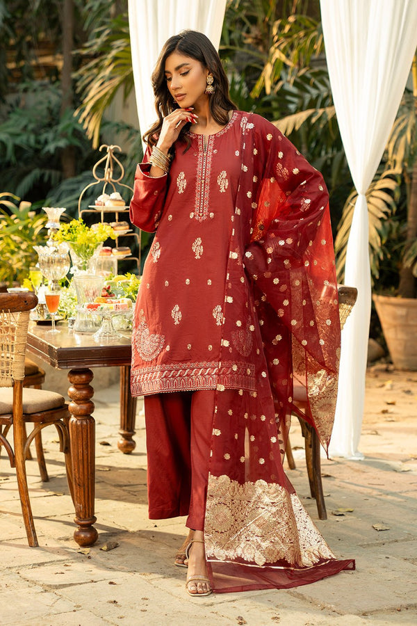 3 Pc Embroidered Jacquard Stitched Suit - Prime Point Store