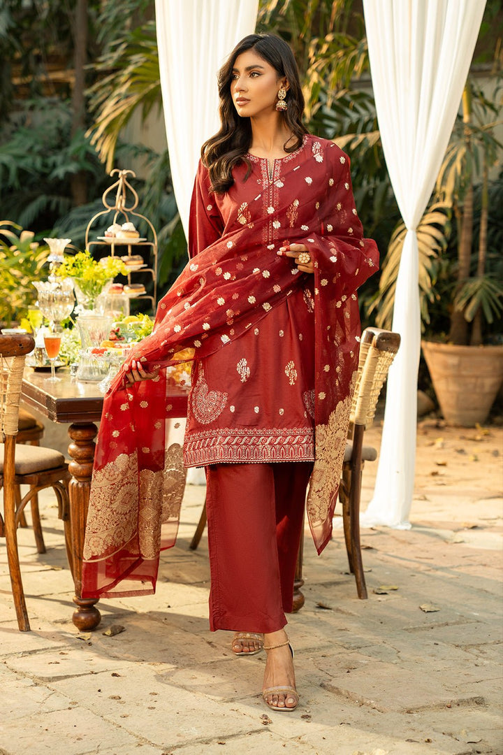 3 Pc Embroidered Jacquard Stitched Suit - Prime Point Store