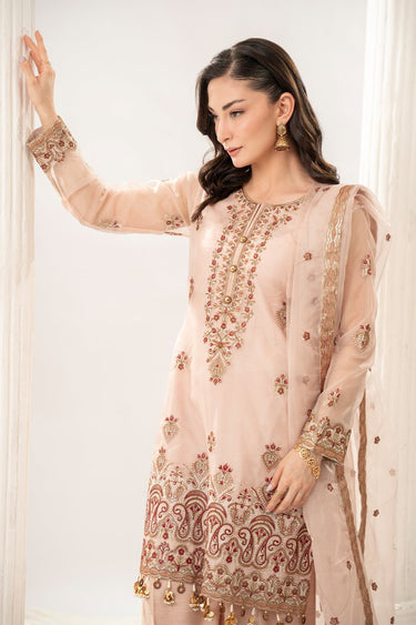 3 Pc Embroidered Organza Unstitched Suit - Prime Point Store