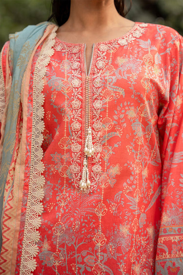 3 Pc Embroidered Printed Lawn Unstitched Suit - Prime Point Store