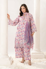 3 Pc Embroidered Printed Lawn Unstitched Suit - Prime Point Store