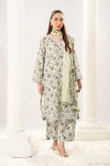 3 Pc Embroidered Printed Lawn Unstitched Suit - Prime Point Store