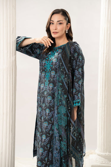 3 Pc Embroidered Printed Lawn Unstitched Suit - Prime Point Store