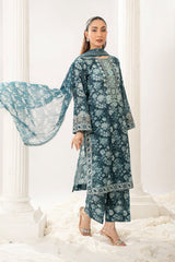 3 Pc Embroidered Printed Lawn Unstitched Suit - Prime Point Store