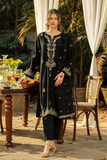 3 Pc Embroidered Raw Silk Luxury Stitched Suit - Prime Point Store