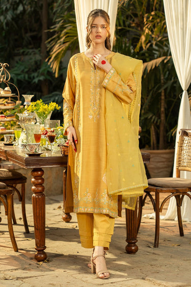 3 Pc Embroidered Raw Silk Luxury Stitched Suit - Prime Point Store