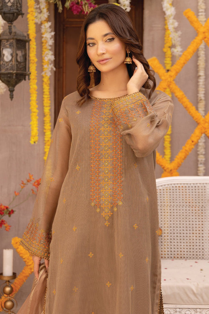 3 Pc Embroidered Zari Net Luxury Stitched Suit - Prime Point Store