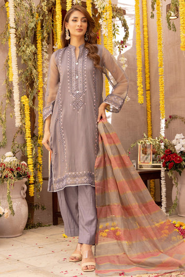 3 Pc Grey Stitched Suit - Prime Point Store