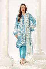 3 Pc Printed Cotton Lawn Stitched Suit - Prime Point Store