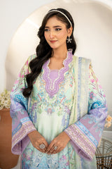 3 Pc Printed Embroidered Charmeuse Silk Unstitched Suit - Prime Point Store
