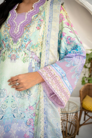 3 Pc Printed Embroidered Charmeuse Silk Unstitched Suit - Prime Point Store