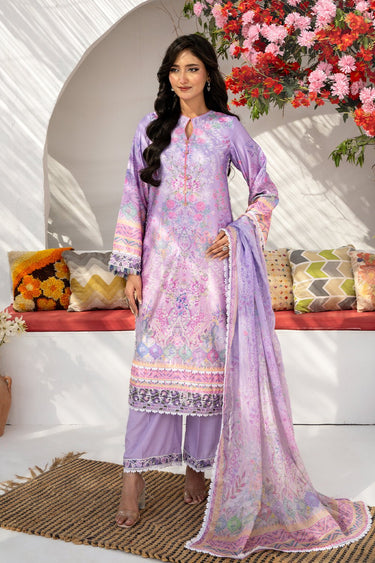 3 Pc Printed Embroidered Charmeuse Silk Unstitched Suit - Prime Point Store