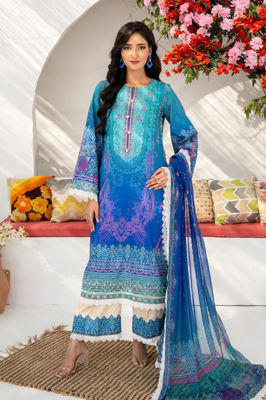 3 Pc Printed Embroidered Raw Silk Unstitched Suit - Prime Point Store