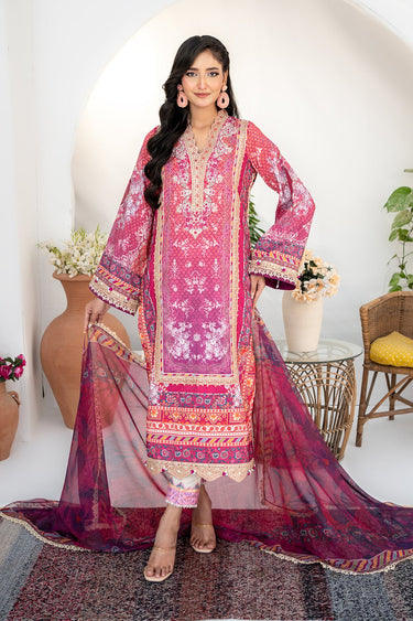 3 Pc Printed Embroidered Raw Silk Unstitched Suit - Prime Point Store