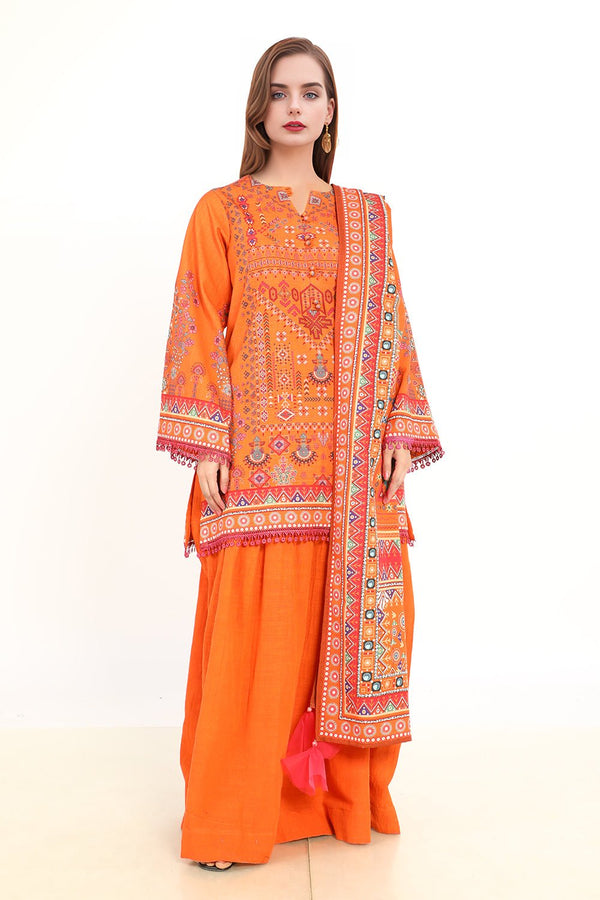 3 Pc Printed Khaddar Stitched Suit - Prime Point Store