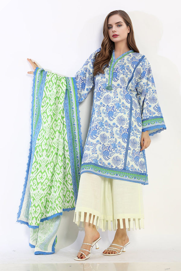 3 Pc Printed Khaddar Stitched Suit - Prime Point Store