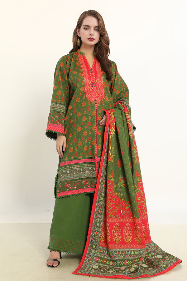 3 Pc Printed Khaddar Stitched Suit - Prime Point Store