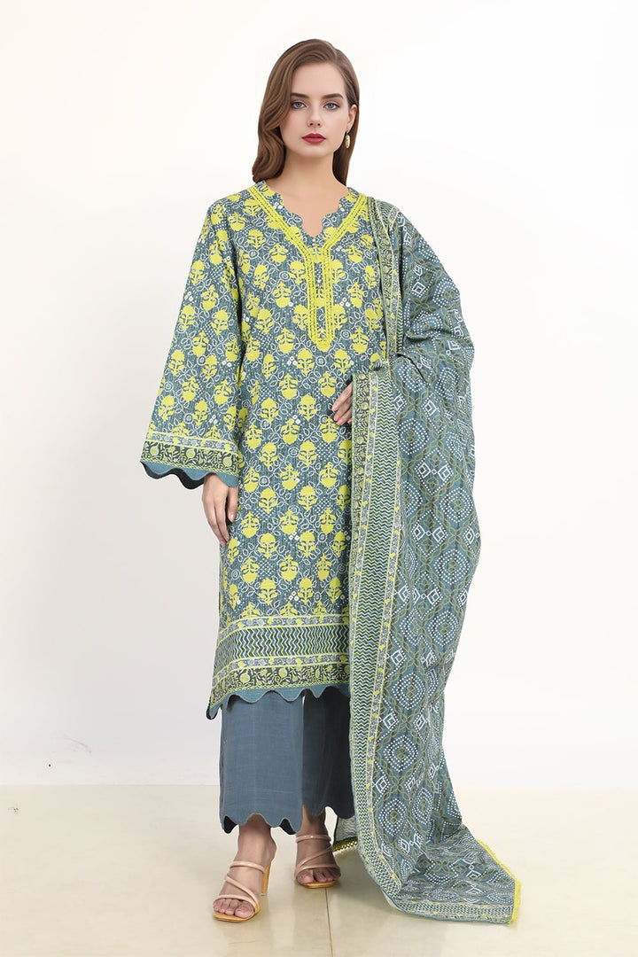 3 Pc Printed Khaddar Stitched Suit - Prime Point Store