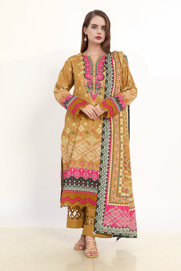 3 Pc Printed Khaddar Stitched Suit - Prime Point Store