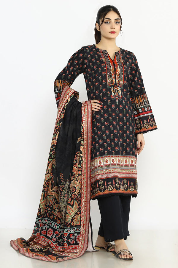 3 Pc Printed Khaddar Stitched Suit - Prime Point Store