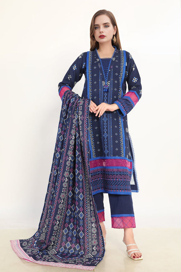 3 Pc Printed Khaddar Stitched Suit - Prime Point Store