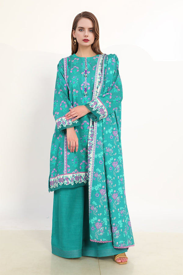 3 Pc Printed Khaddar Stitched Suit - Prime Point Store