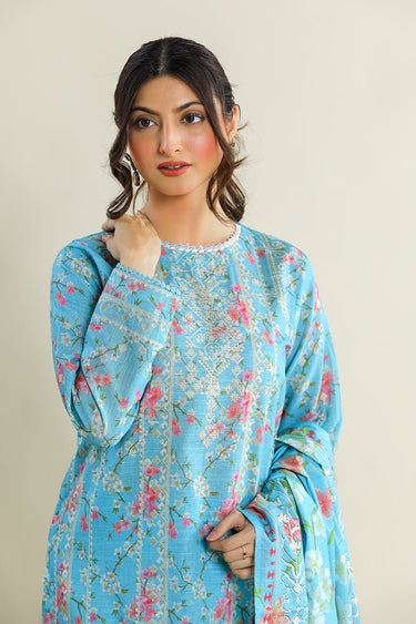 3 Pc Printed Khaddar Unstitched Suit - Prime Point Store