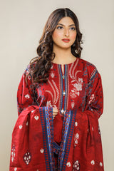 3 Pc Printed Khaddar Unstitched Suit - Prime Point Store
