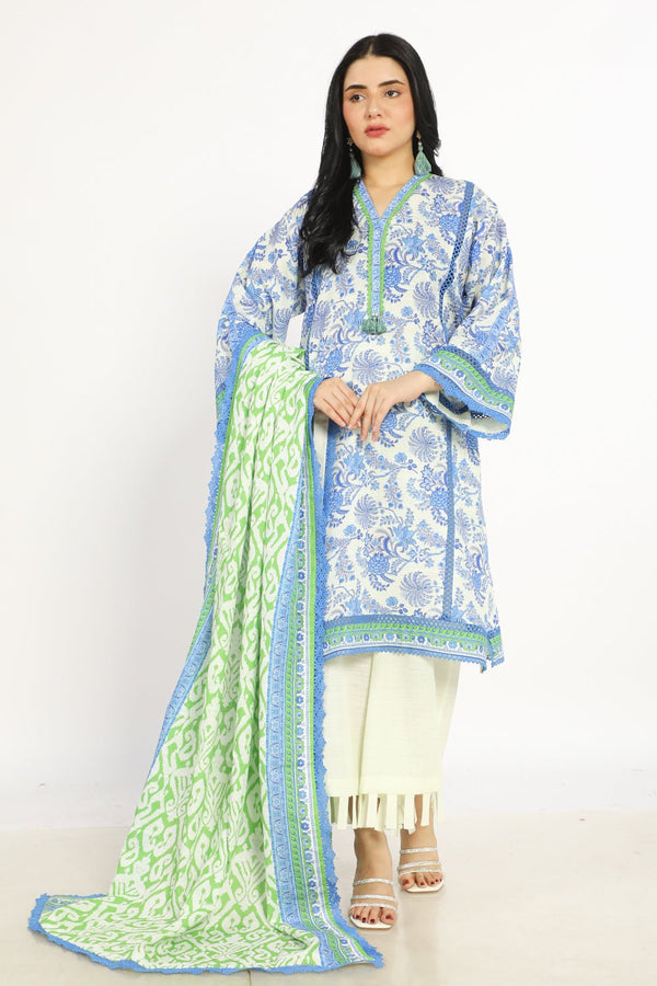 3 Pc Printed Khaddar Unstitched - Prime Point Store