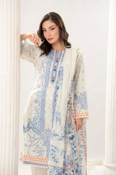 3 Pc Printed Lawn Unstitched Suit - Prime Point Store