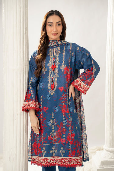 3 Pc Printed Lawn Unstitched Suit - Prime Point Store