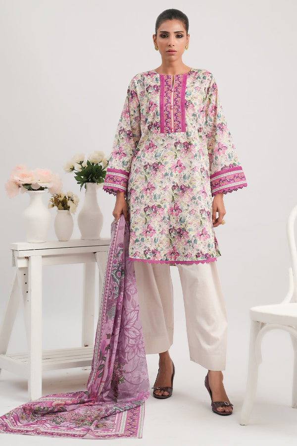 3 Pc Printed Lawn Unstitched - Prime Point Store