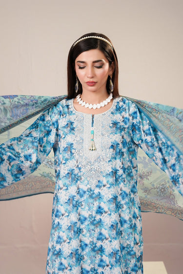 3 Piece - Embroidered Lawn Suit - Prime Point Store